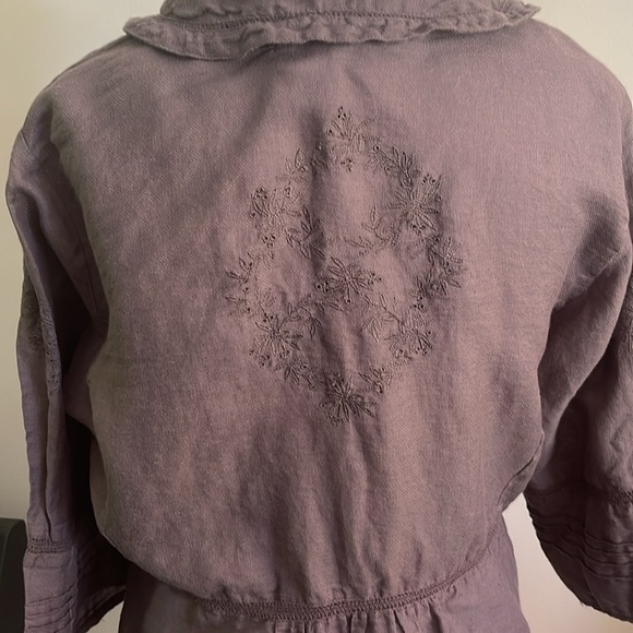 Nice Things sz 12 (EU44) brown crop peplum top with embroidery and pintucks - Picture 11 of 11